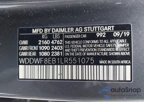 2020 Mercedes-Benz C 300 4Matic z USA, uszkodzony, nr VIN WDDWF8EB1LR551075